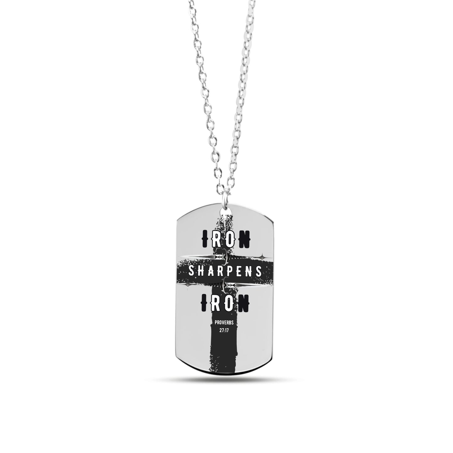 IRON SHARPENS IRON | PROVERBS 27:17 TAG NECKLACE