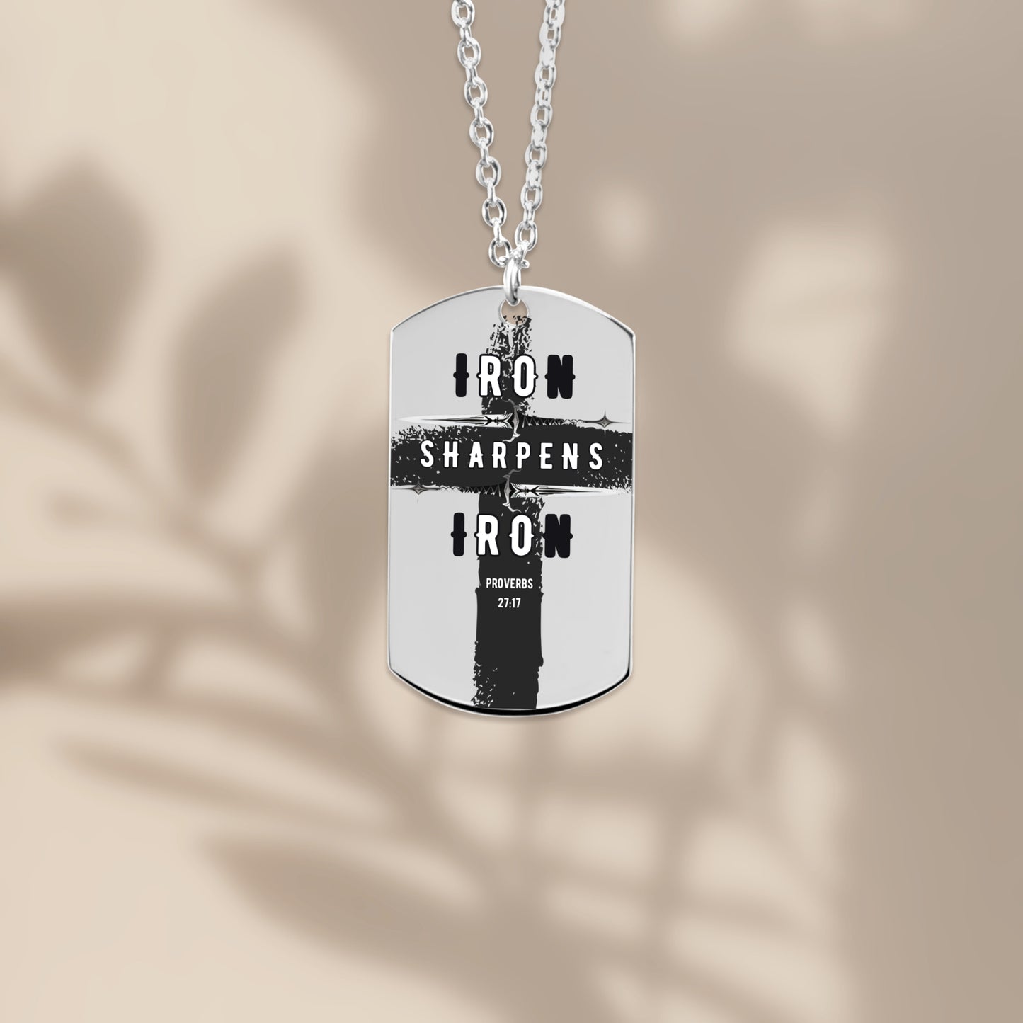 IRON SHARPENS IRON | PROVERBS 27:17 TAG NECKLACE