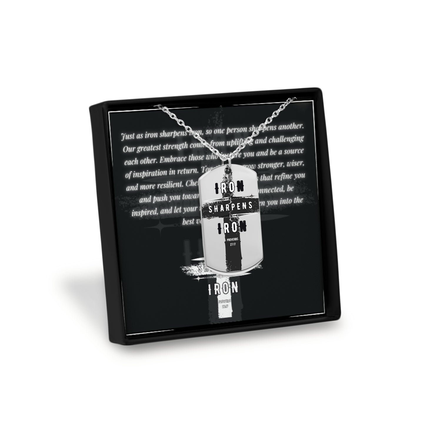 IRON SHARPENS IRON | PROVERBS 27:17 TAG NECKLACE